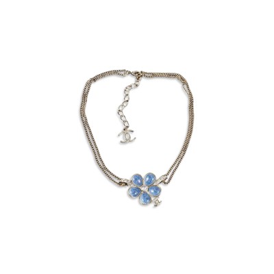 CHANEL BLUE FLOWER NECKLACE ABG830